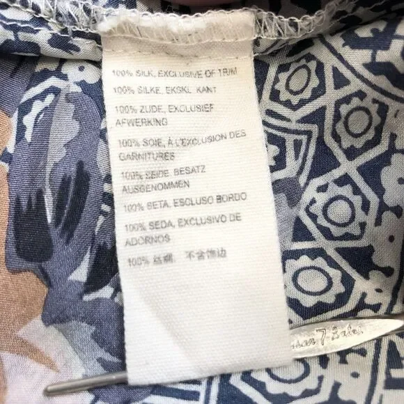 Johnny Was Laite Kimono Silk Top Blue Floral Oversized Small - Picture 7 of 7